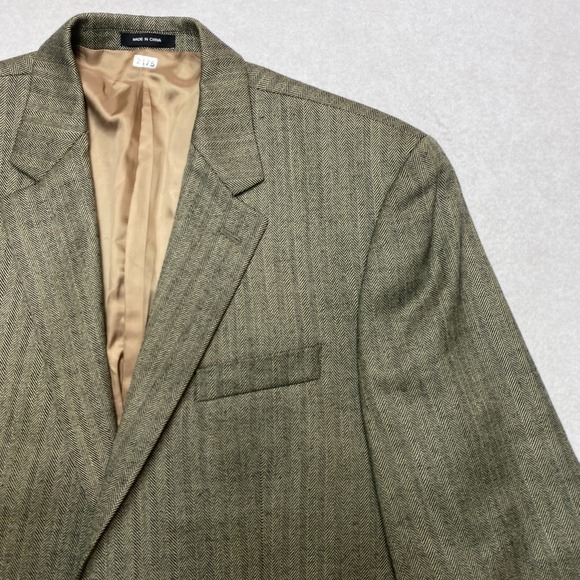 Lauren Ralph Lauren Blazer Mens 42L Olive Wool Herringbone Jacket - Picture 2 of 13